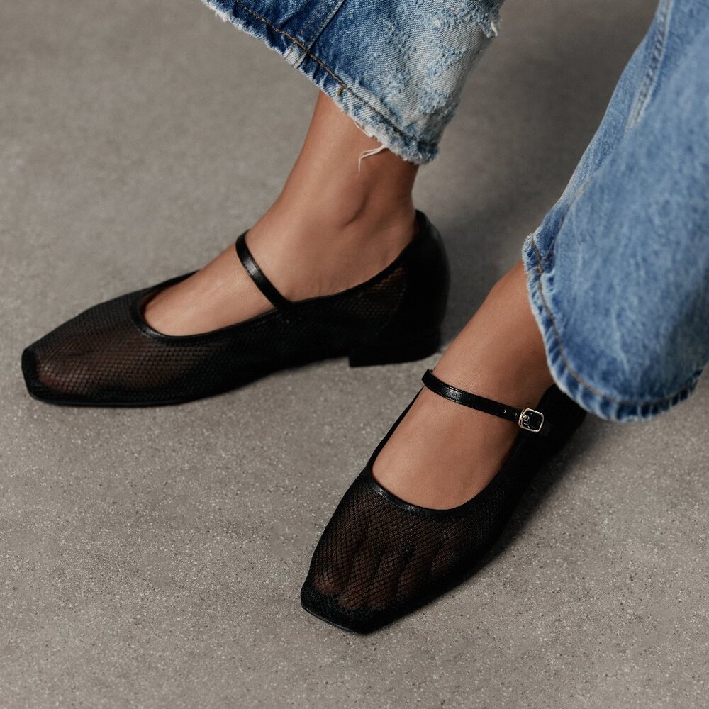 Bared Surfbird Leather & Mesh Ballet Flats